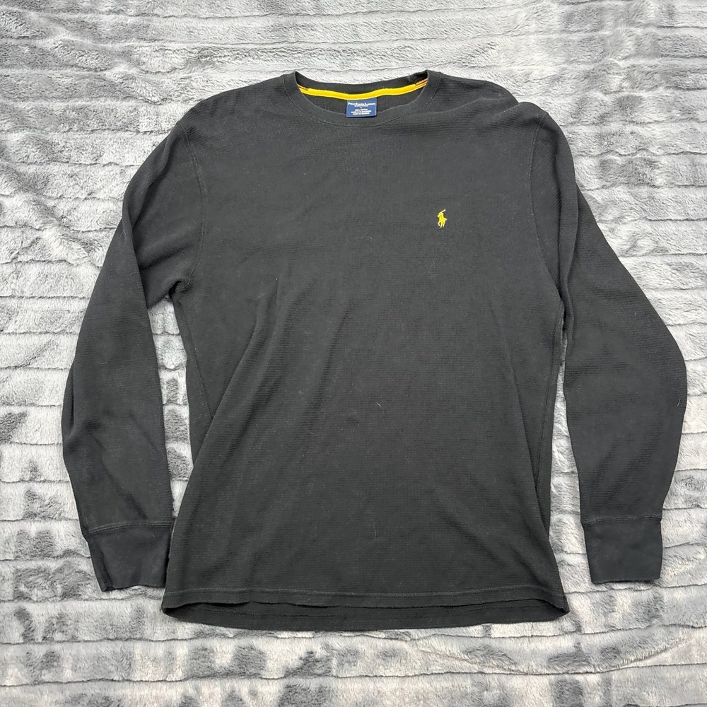 Polo Ralph Lauren Sleepwear Mens Large Black Waffle Knit Thermal Long Sleeve